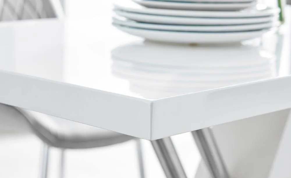 FurnitureboxUK Sorrento 150cm 6-Seater White High Gloss & Chrome Modern Dining Table 3