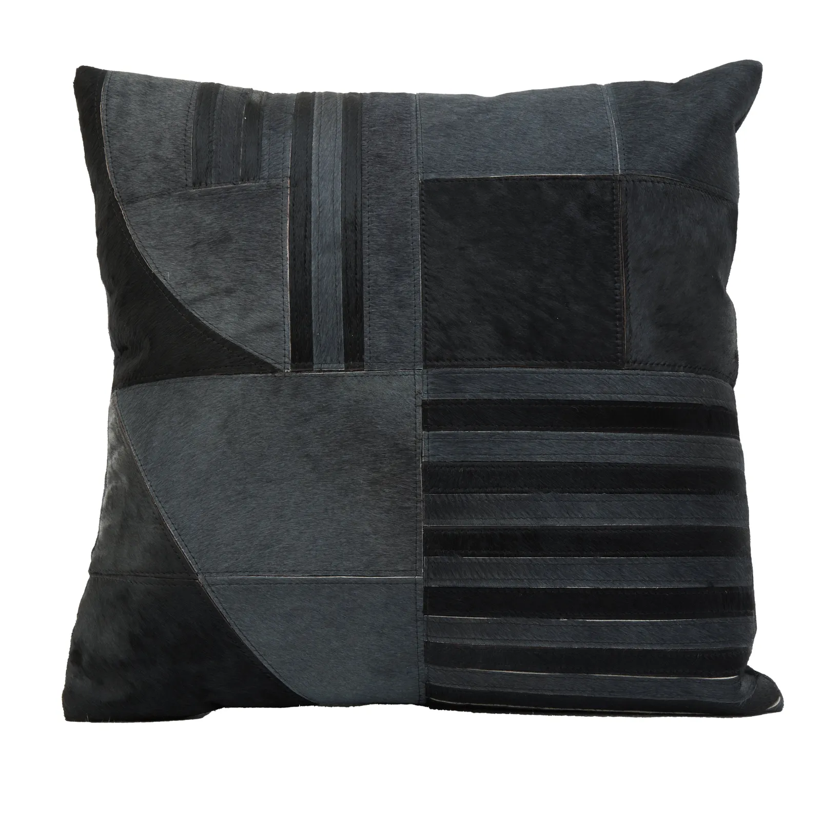 Orsina Bosie Safira Black & Grey Hair on Leather Cushion