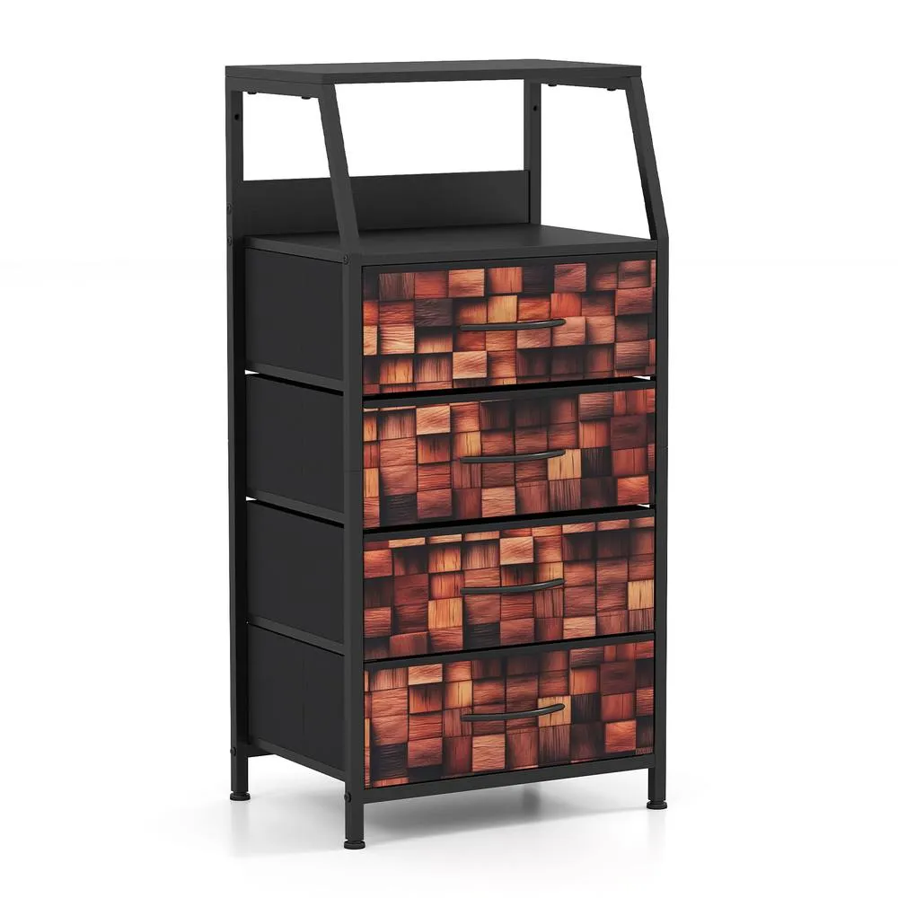 Costway 4-Drawer Dresser Bedside Cabinet Nightstand Closet Organizer End Table in Brown