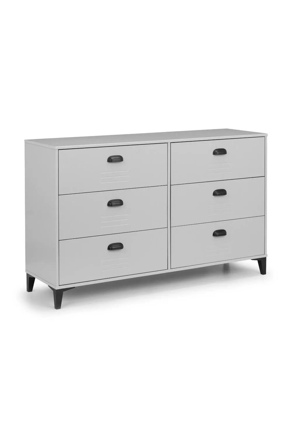 Julian Bowen Lakers Locker Style 6 Drawer Wide Chest in Grey 3