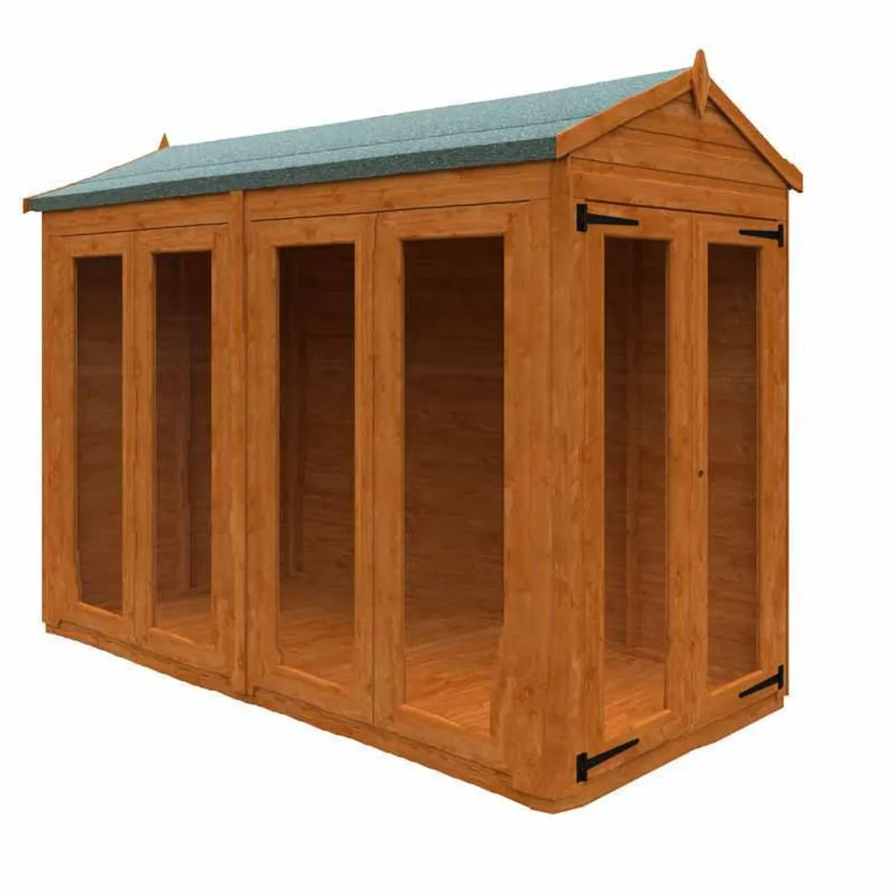 Buttercup Farm 8x4 Flex Apex Full Pane Summerhouse 12mm Flex - L238.8xW115xH219.2 cm in Burnt Orange