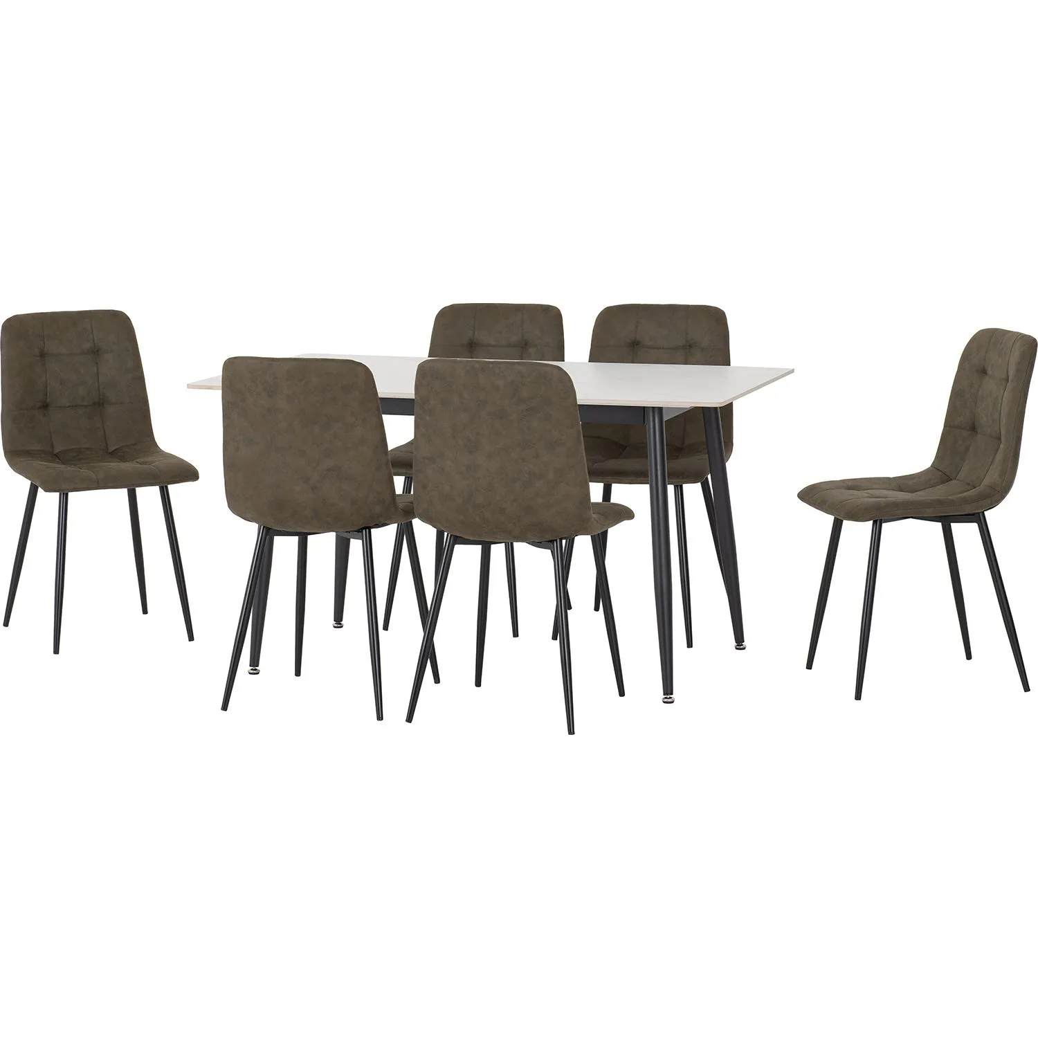 Seconique Fenton Dining Set (6 Chairs) in Olive 2