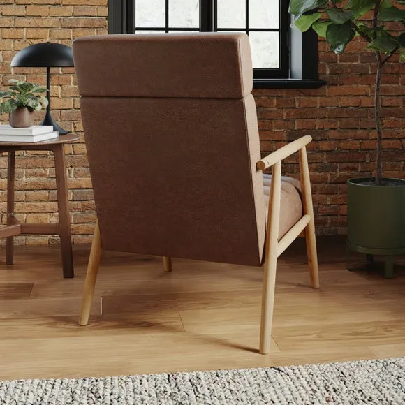 Alpine Faux Leather Ribbed High Back Spindle Chair 2