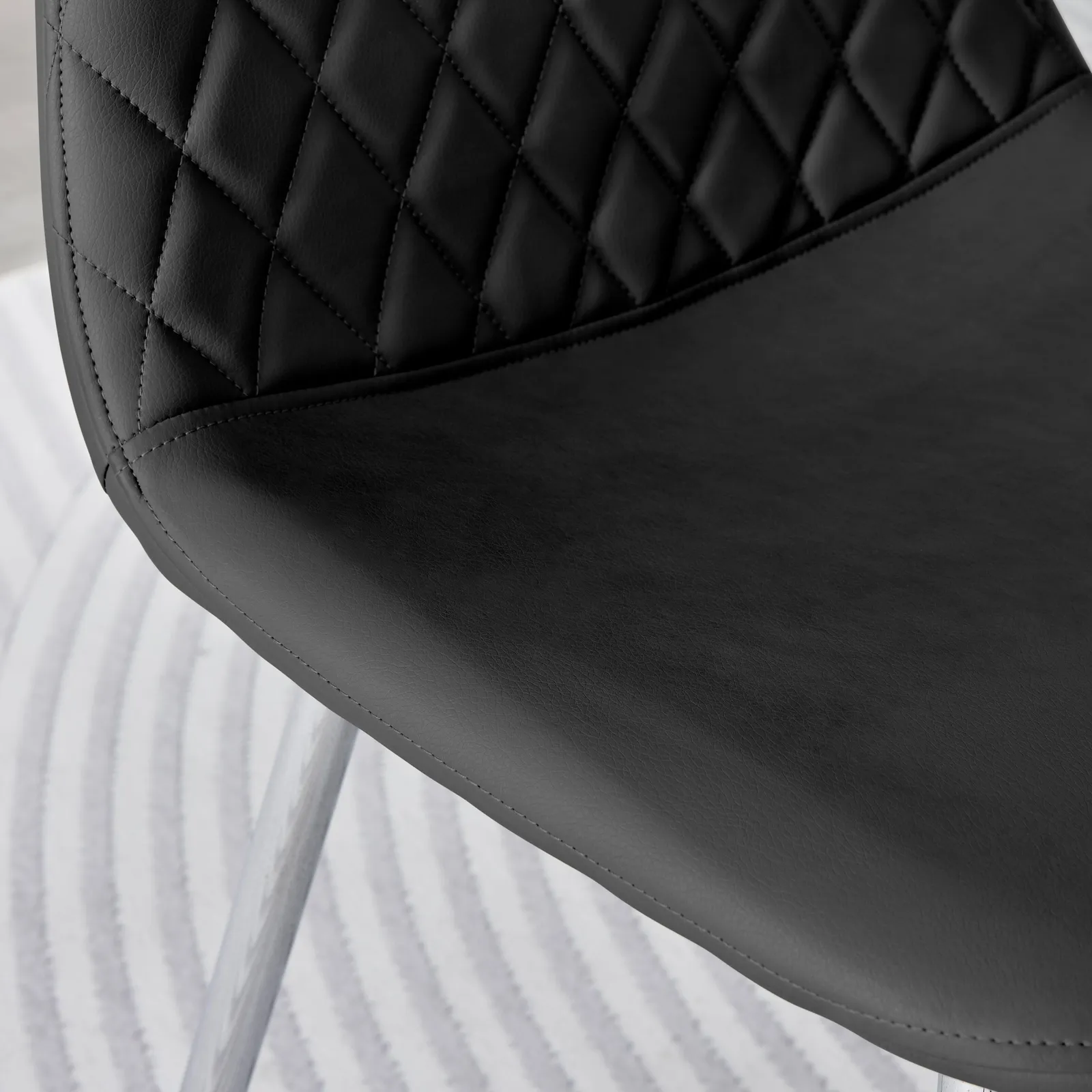 FurnitureboxUK 2x Corona Silver Leg Faux Leather Dining Chair in Black 4