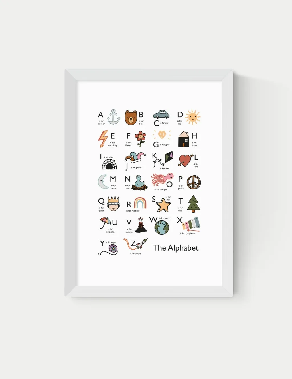 East End Prints Alphabet In White Framed Art White