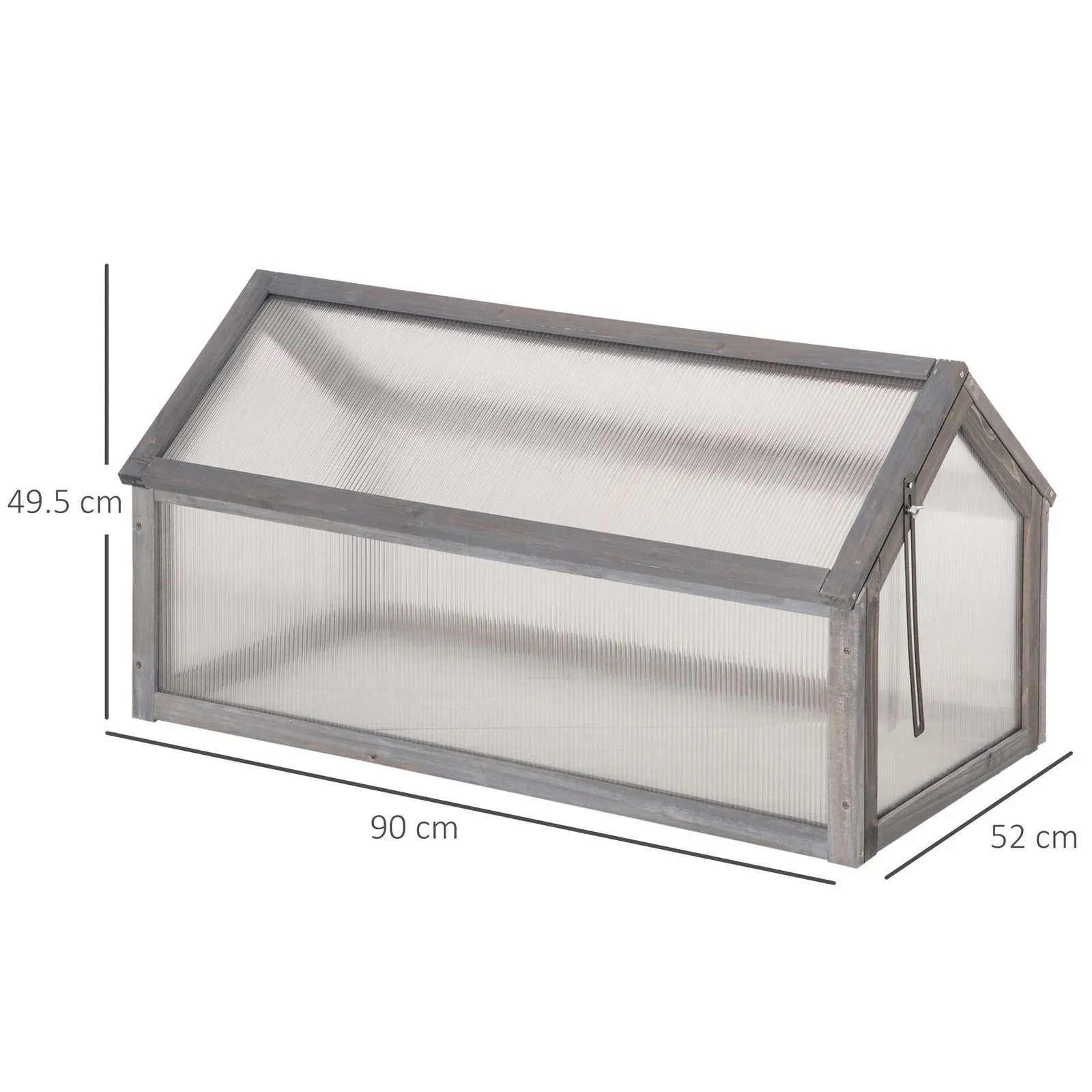 OUTSUNNY Wooden Cold Frame Greenhouse Garden Polycarbonate Grow House in Grey 3