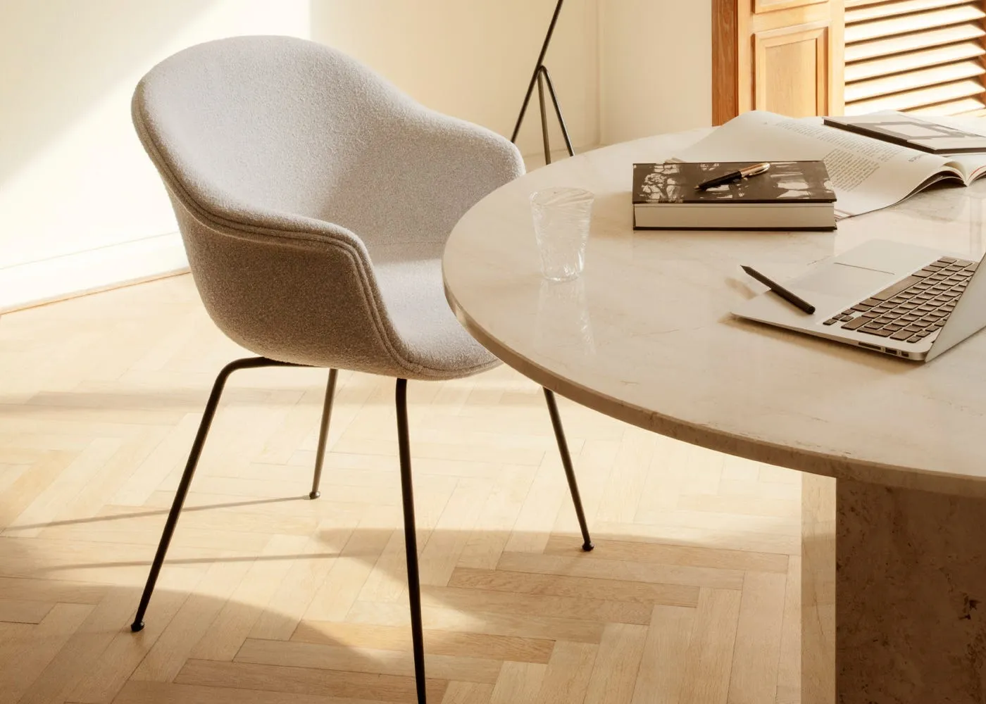 Gubi Bat Dining Chair in Dedar Around Boucle 023 3