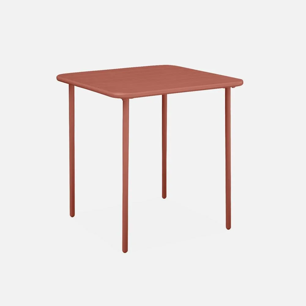 sweeek 2-seater Square Steel Garden Table Set With Chairs in Terracotta 6