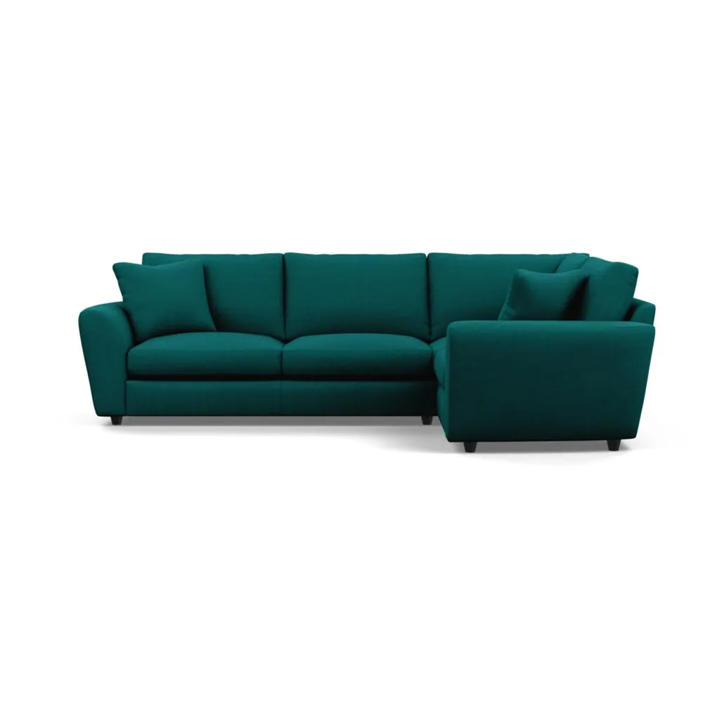 Heal's Snooze Right Hand Facing Corner Sofa Brushed Cotton Pine Black Feet 1