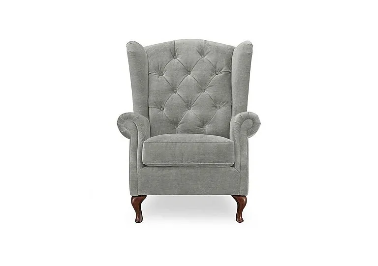 Harriet Fabric Wing Chair - Doves Tale with Walnut Feet