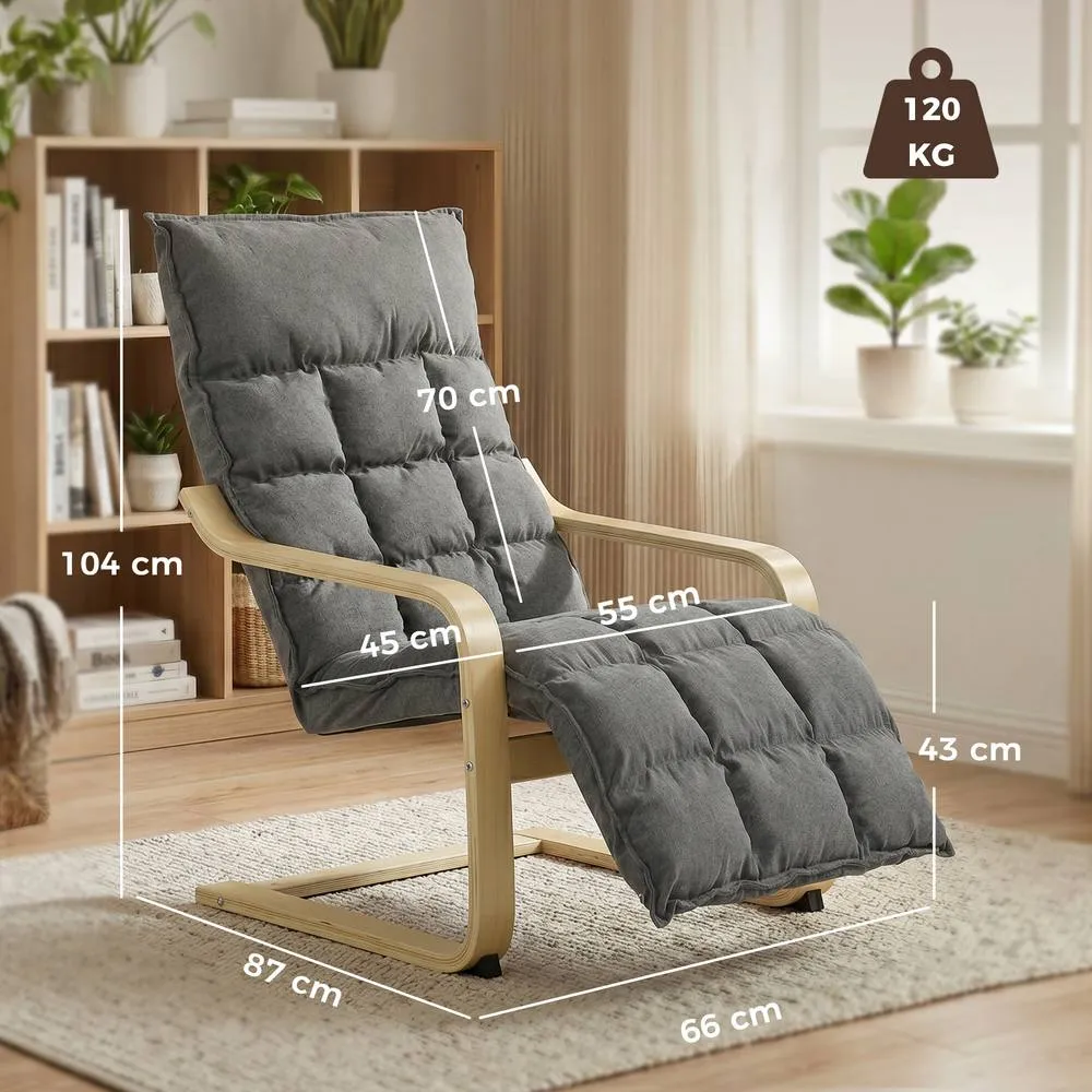 HOMCOM Accent Chair, Leisure Lounge Chair Armchair with Footrest, Grey 3