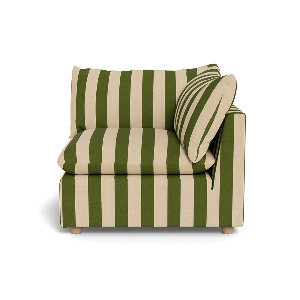 Heal's Astrid Corner Unit Capelo Linen-Cotton Stripe Green Natural Beech Feet 1