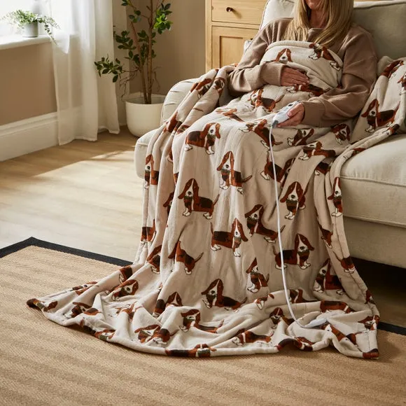 Humphrey the Basset Hound Printed Fleece Electric Throw Blanket