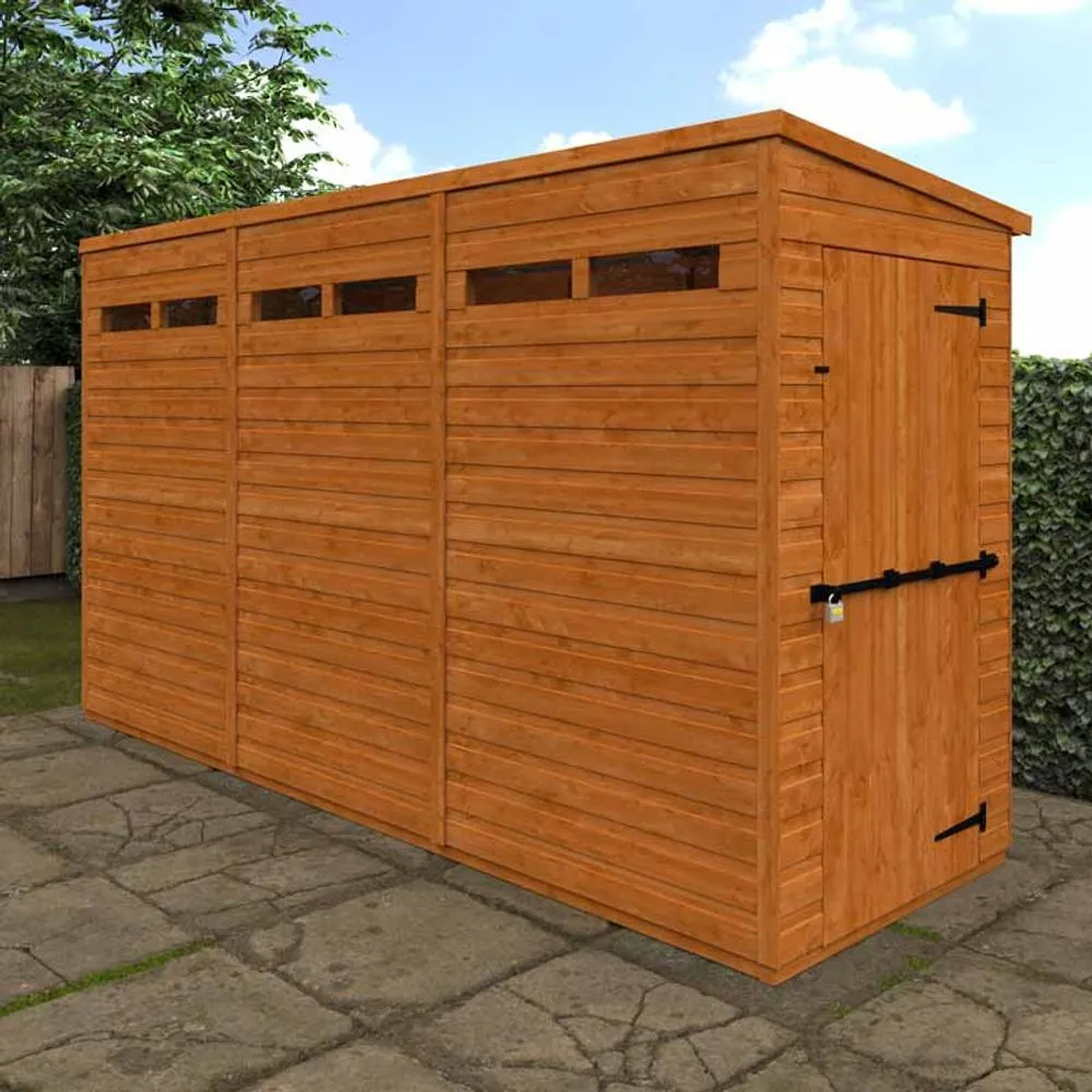 Buttercup Farm 12x4 Flex Pent Security 12mm Flex - L353.8 x W115 x H203 cm in Burnt Orange 2