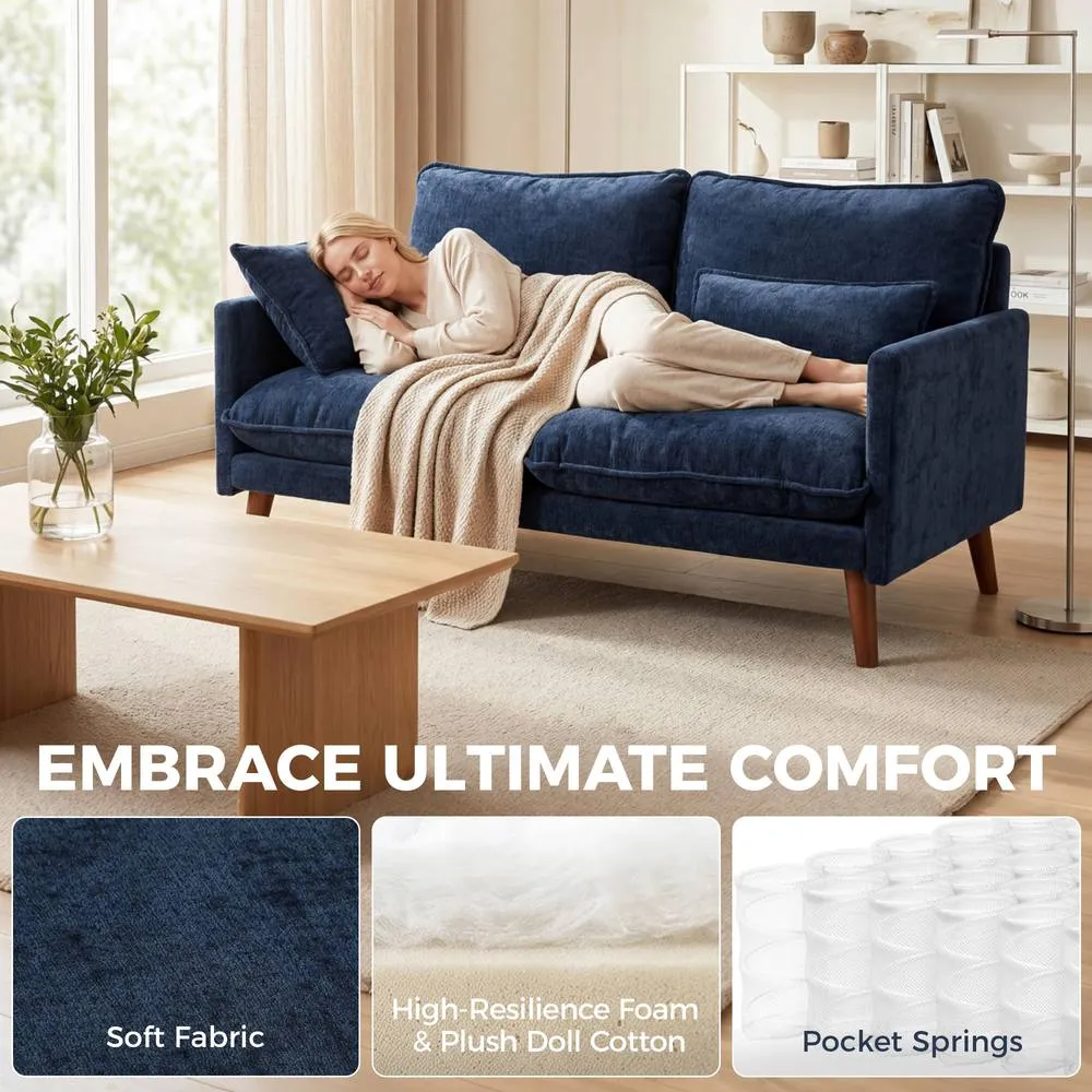 HOMCOM 2 Seater Sofa, Modern Loveseat with Spring Cushions, Wide Seat, Blue 4