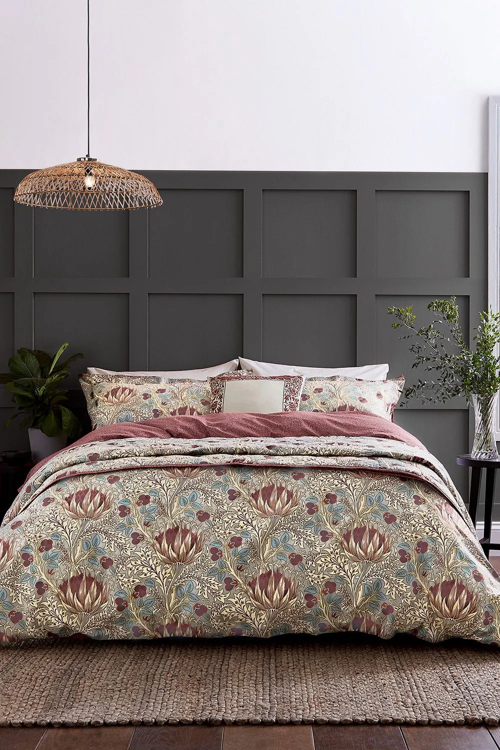 Morris & Co 'Artichoke' Cotton Duvet Cover Set in Mid Grey