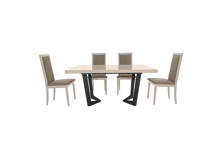 Palazzo 160cm Extending Dining Table in Sand Birch with 4 Rombi Chairs - Aquos Taupe