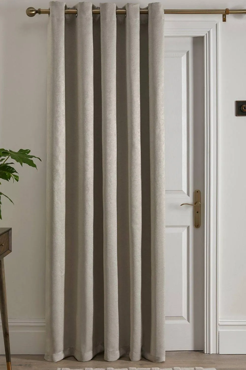 Fusion 'Strata' Dim out woven Eyelet Single Panel Door Curtain in Natural 1