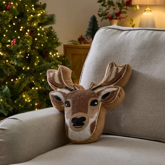 Beaded Deer Head Cushion 2