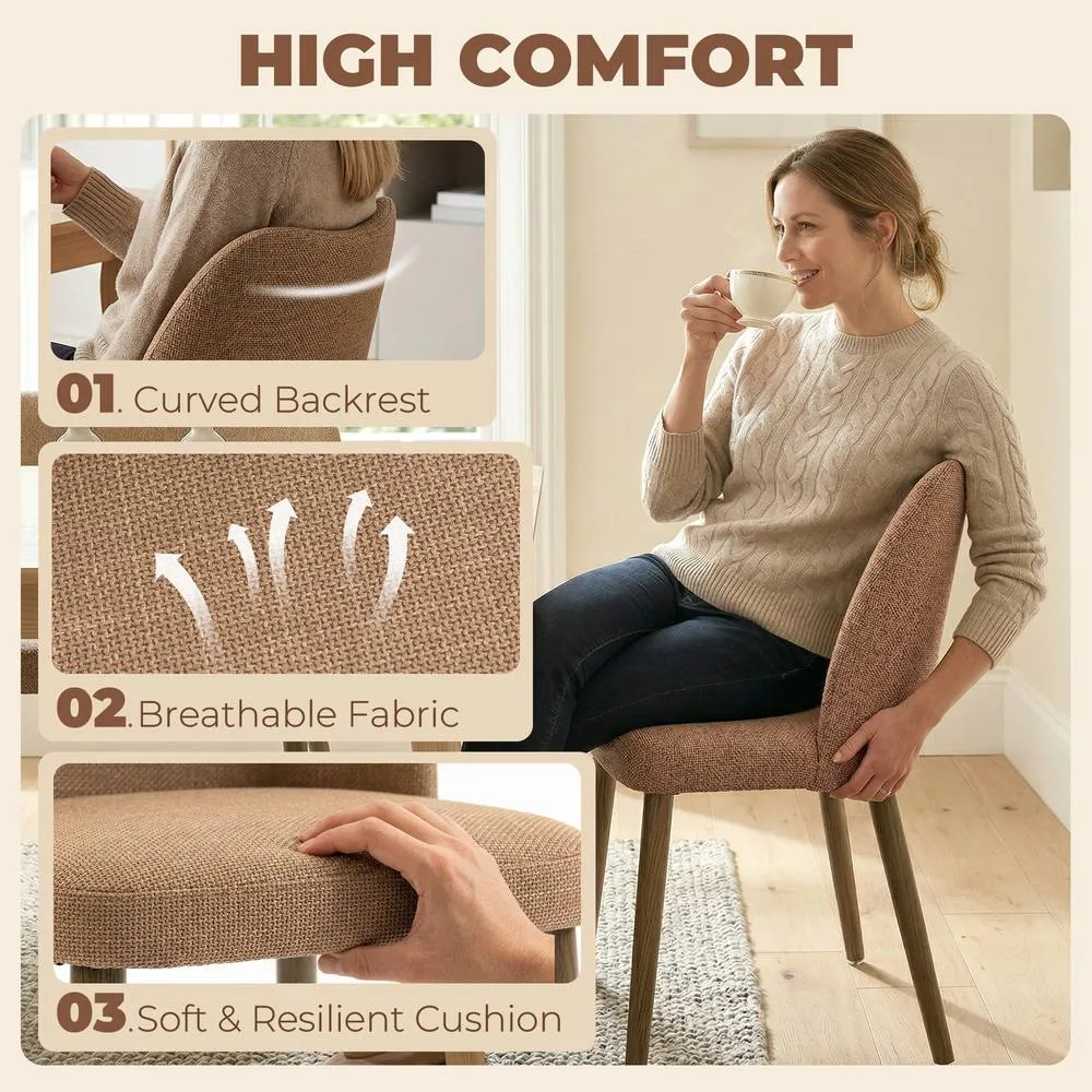 HOMCOM Dining Chairs Set of 2, Kitchen Chairs with Padded Seat, Curved Back in Brown 5