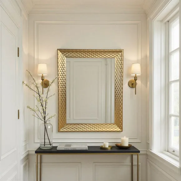 Yearn Diamont Framed Bevelled Rectangle Wall Mirror 3