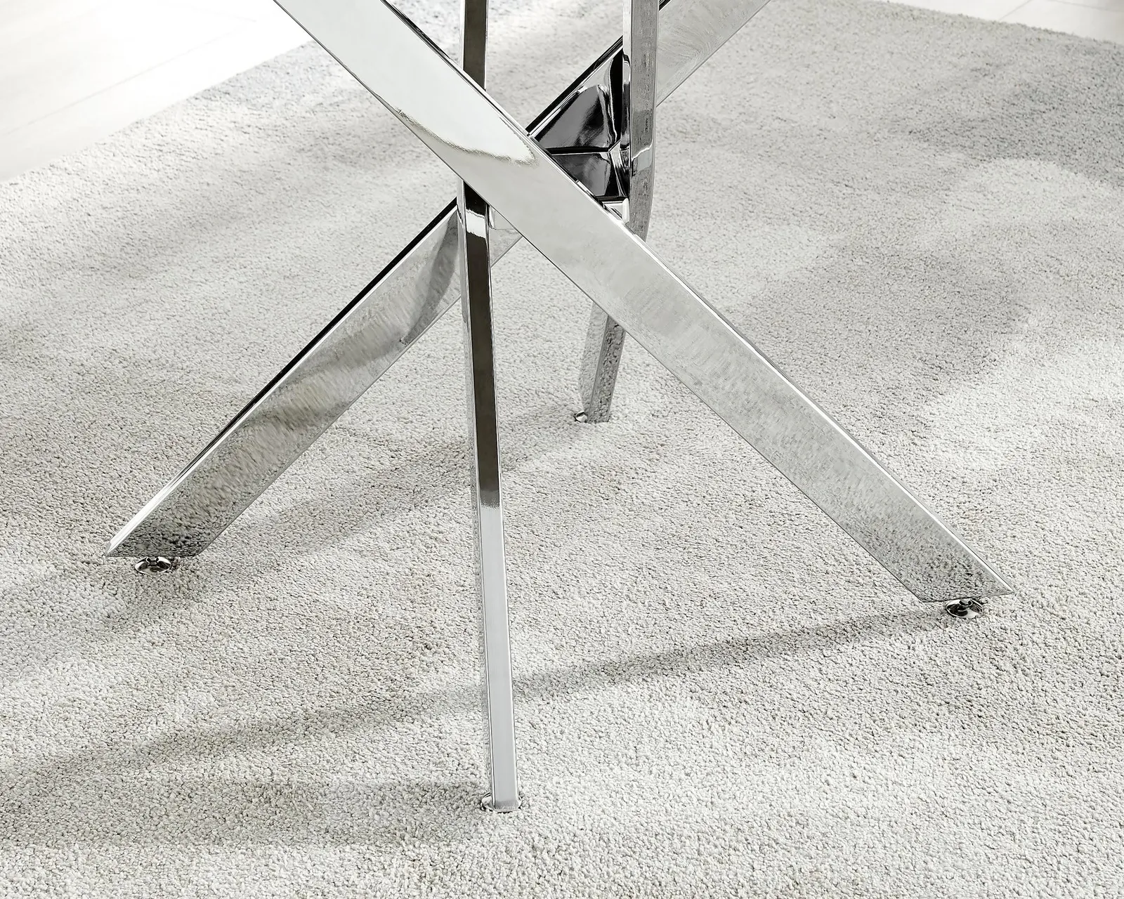 FurnitureboxUK Novara 100cm Round 4-Seater Dining Table With Silver Chrome Legs in Grey 6