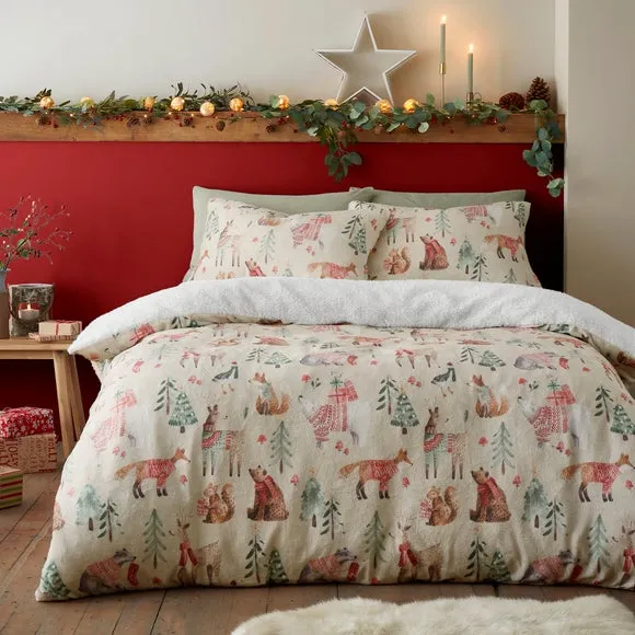 Christmas Wood Animals Duvet Cover & Pillowcase Set 1