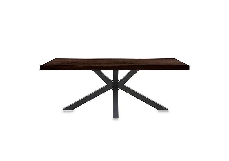 Njord Raw Edge Compact Dining Table with Metal Star Base - 140-cm - Smoked