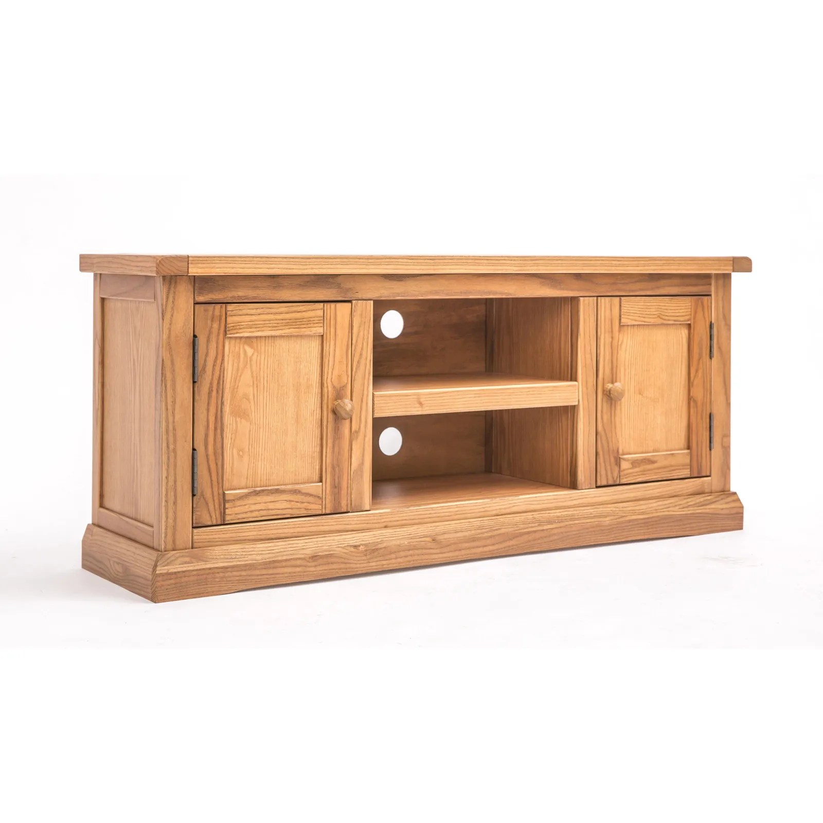 Cabinet Bits Salerno Light Wood 2 Door TV Cabinet Wood Knob in Natural 2