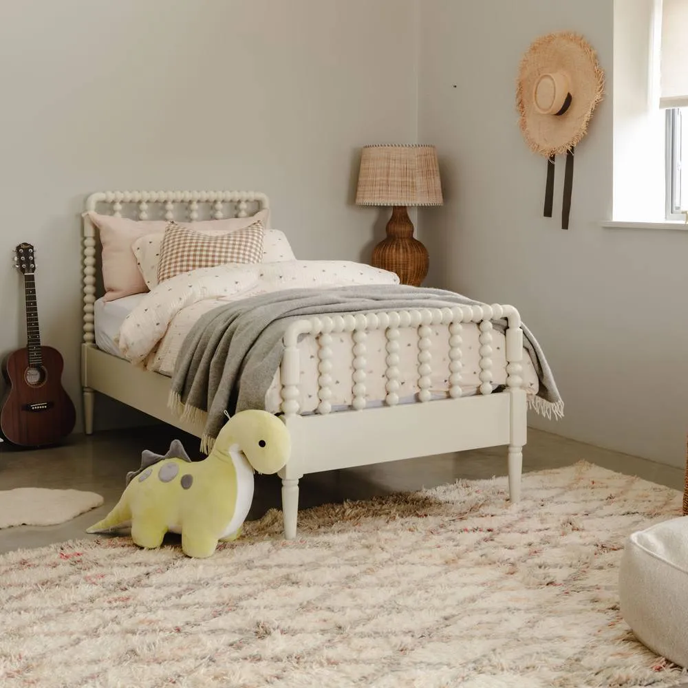 Statement Furniture Cromwell 3ft Wooden Bed Frame with Bobbin Design Head & Footboards in Cream 1
