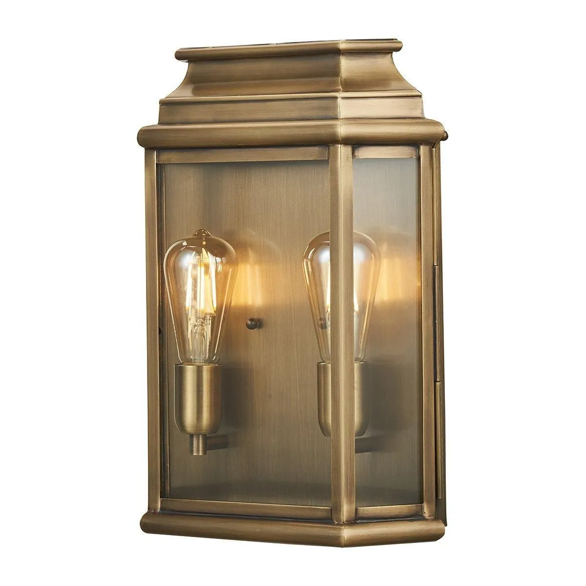 Netlighting St Martins 2 Light Large Wall Lantern Brass Finish IP44 E27 in Yellow