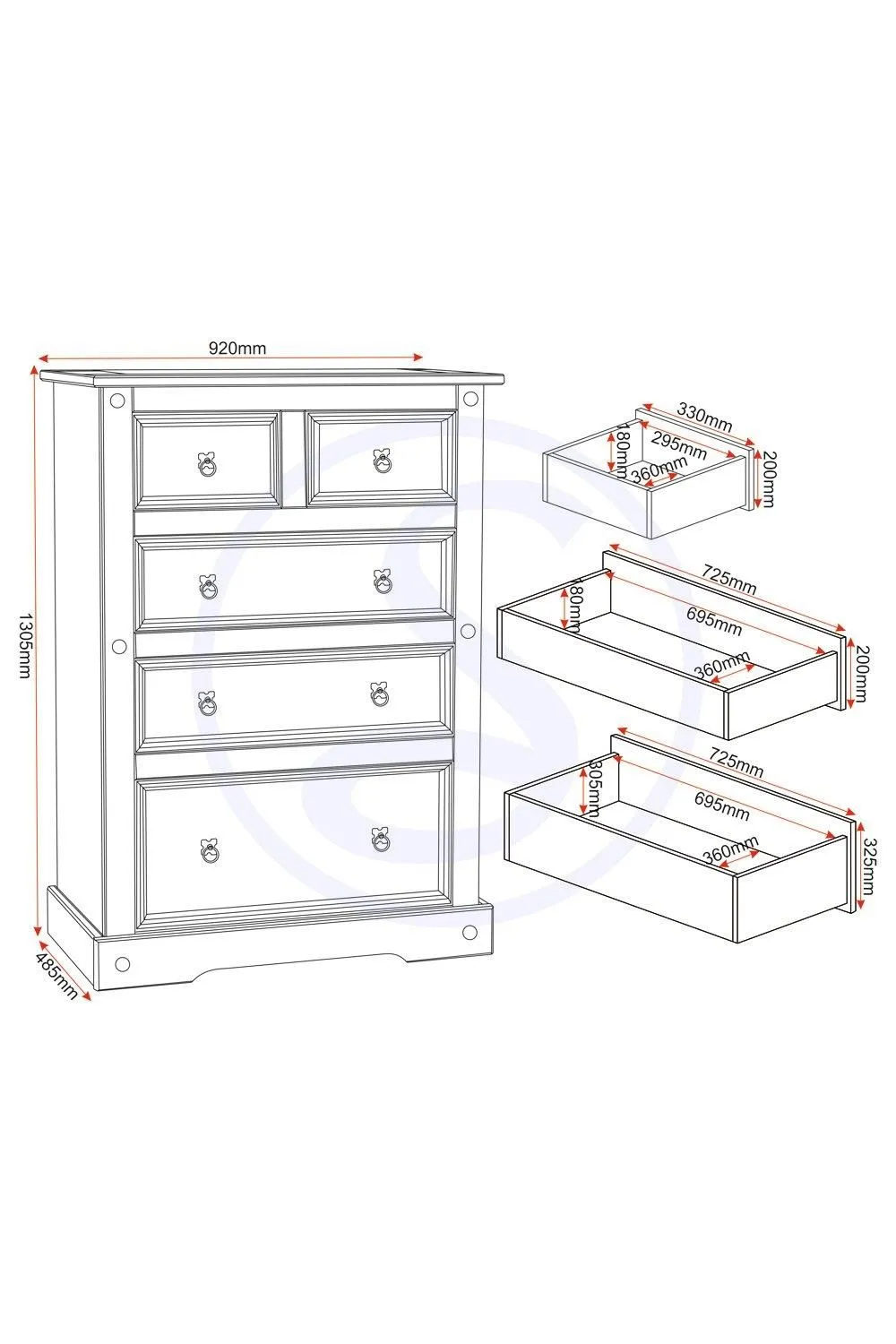 Seconique Corona 3+2 Drawer Chest in Natural 6