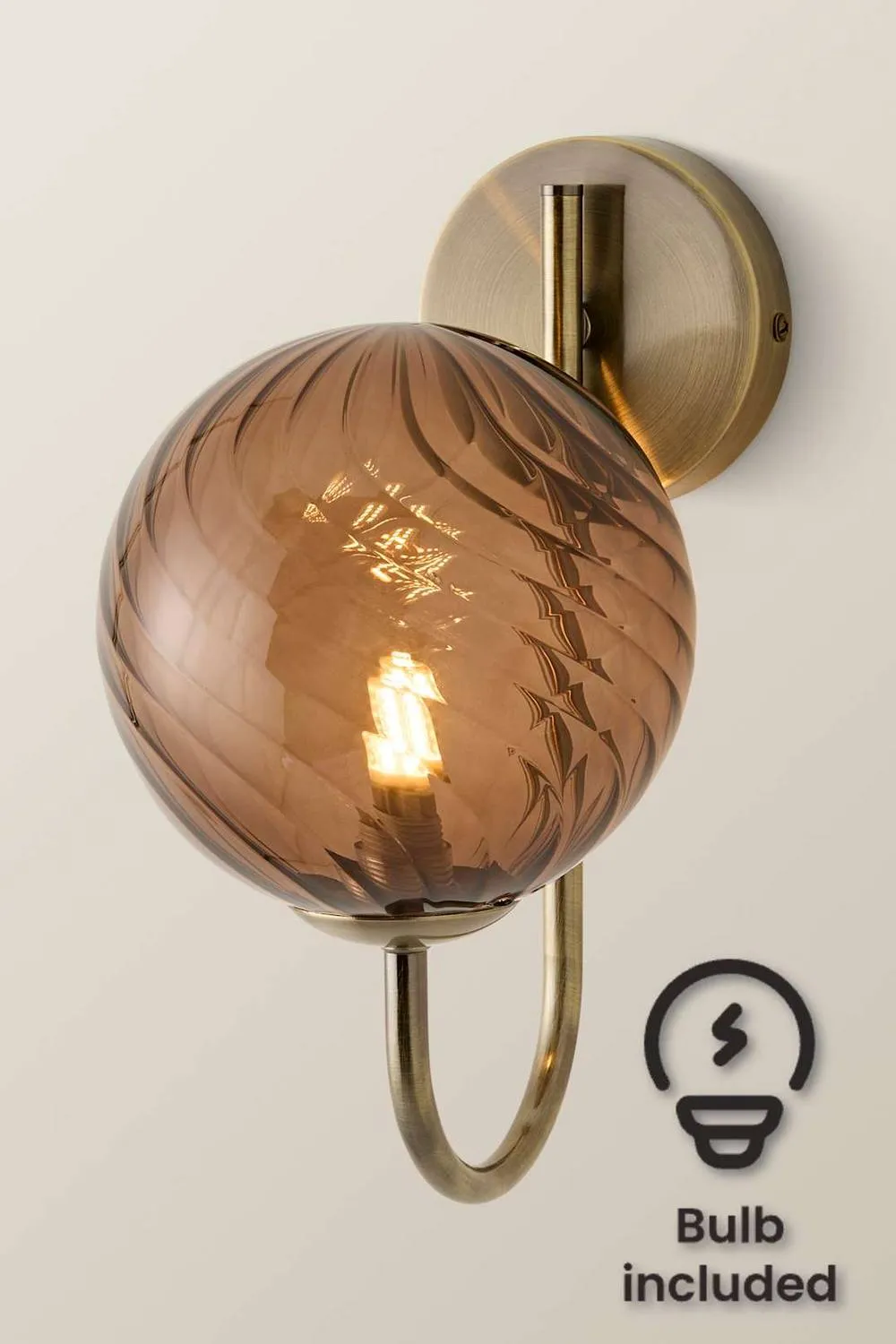 ValueLights Sydney Pair Glass Swirl Shades Metal Wall Light Fittings & Bulbs in Bronze 2
