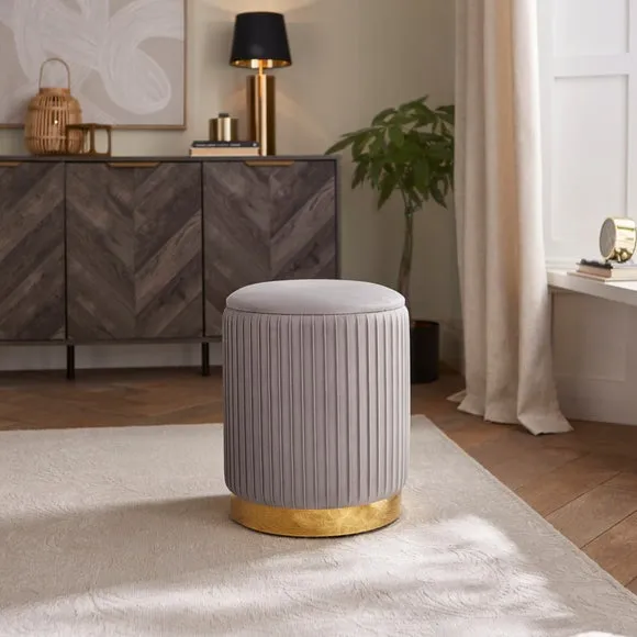 Esme Pleated Velvet Storage Footstool 1