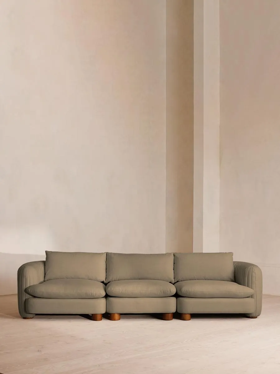 Vivienne Modular Sofa, Four Seater, Linen, Sage
