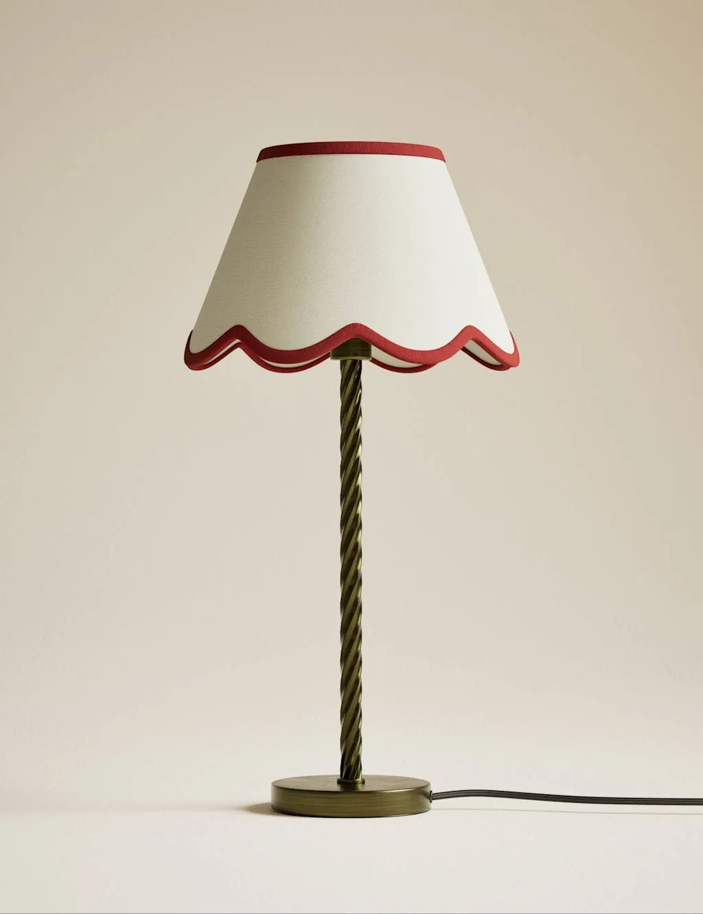 M&S Scallop Trim Lamp Shade Red