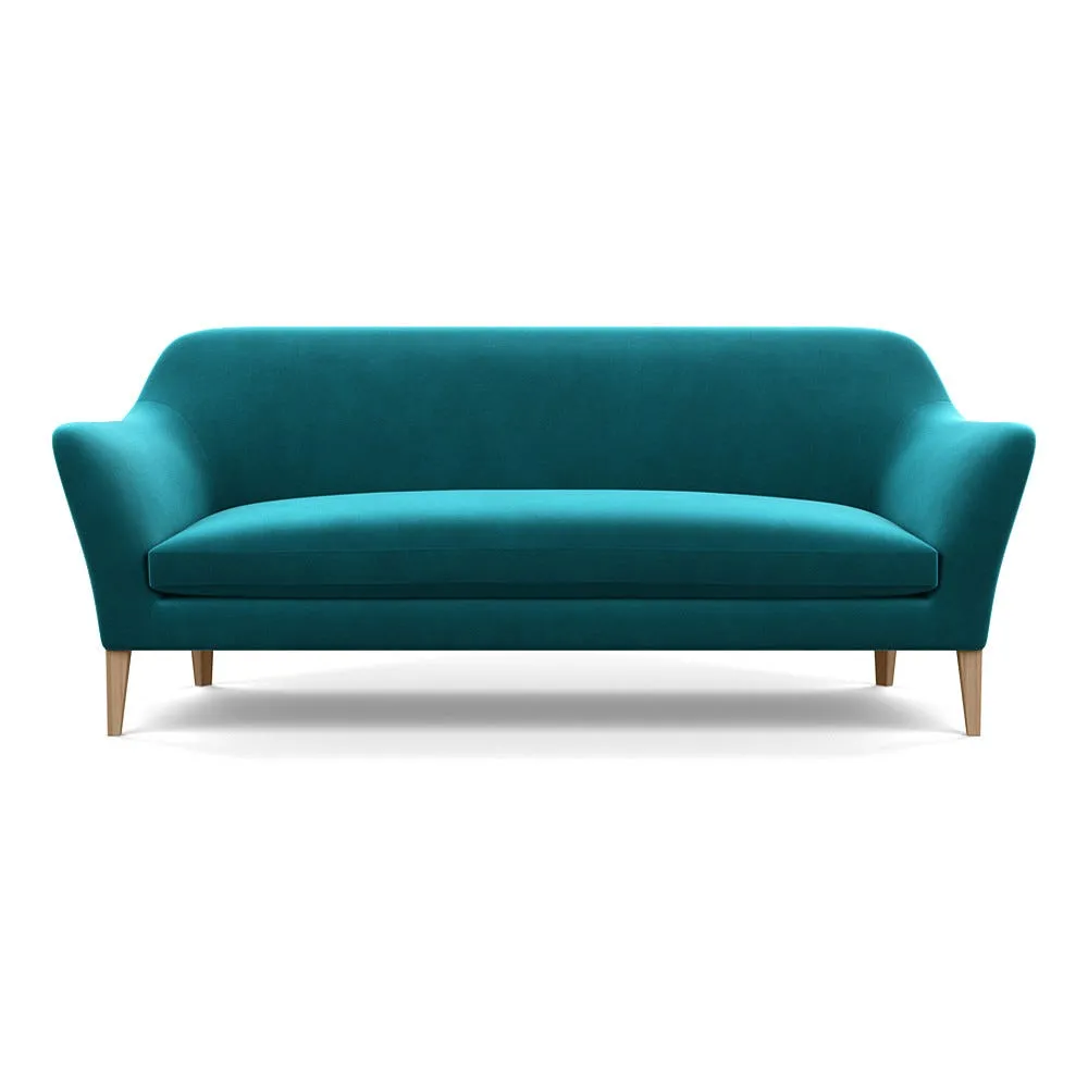 Heal's Wallis 4 Seater Sofa Smart Velvet Petrol Stained Oak Feet