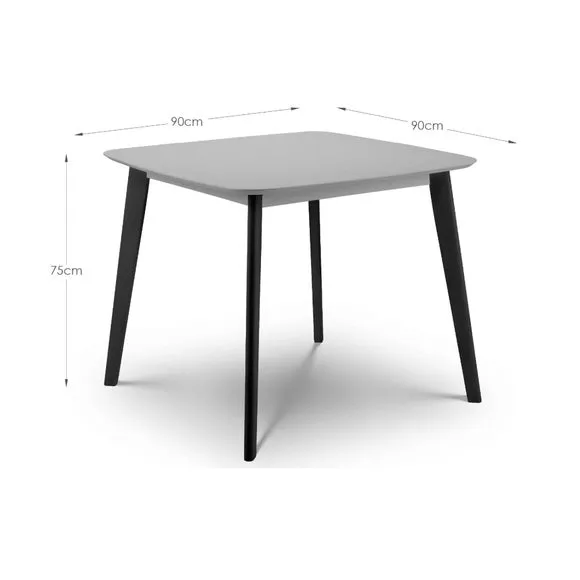Casa 4 Seater Square Dining Table, Grey and Black 3