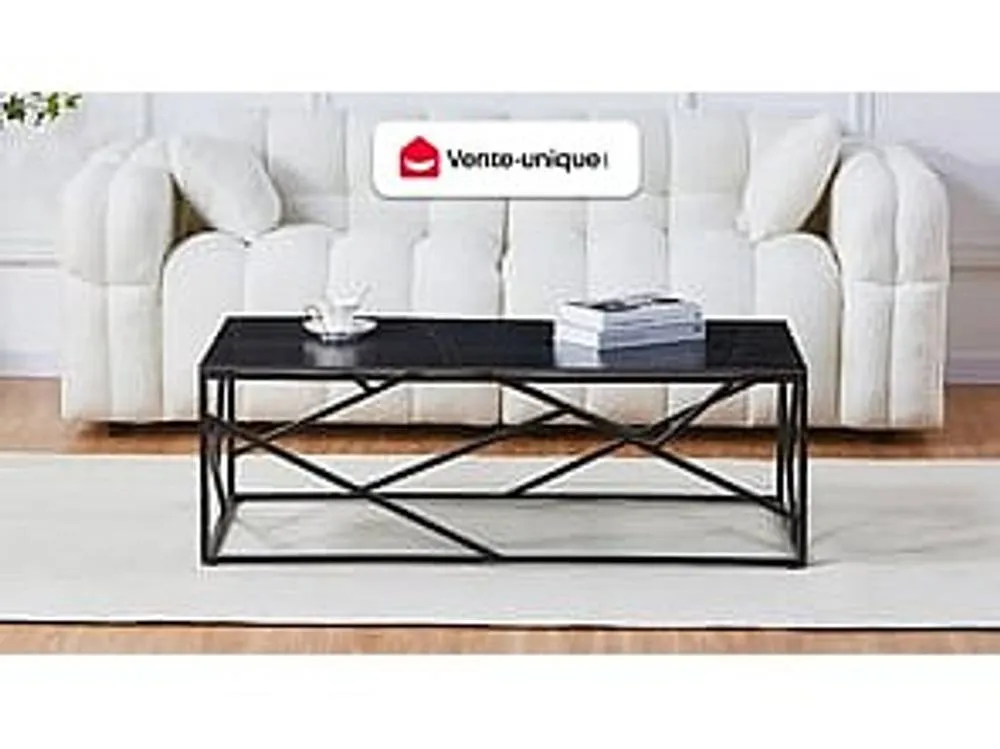 Vente-unique Ceramic & Metal Coffee Table - Black Marble Effect - MELRONE 4