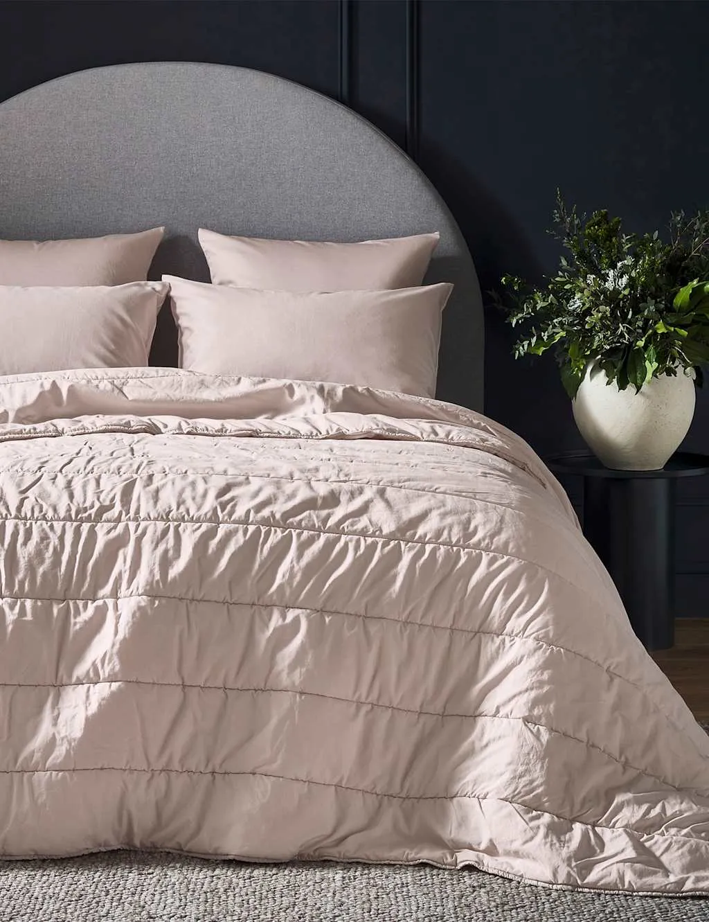 Bedfolk Pure Cotton Quilted Throw Soft Pink