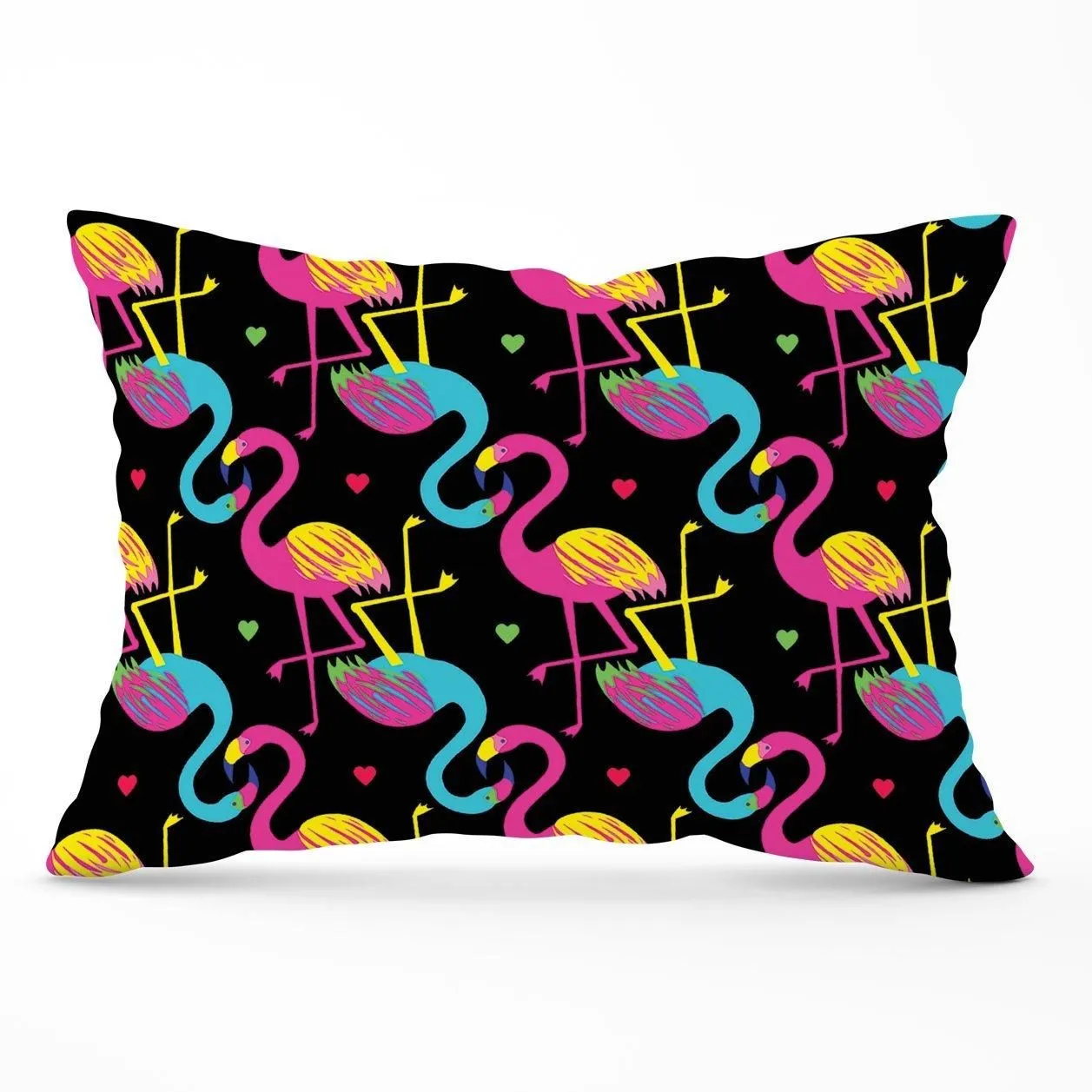 Warren Reed - Designer Vivid Flamingo Pattern Cushions in Black