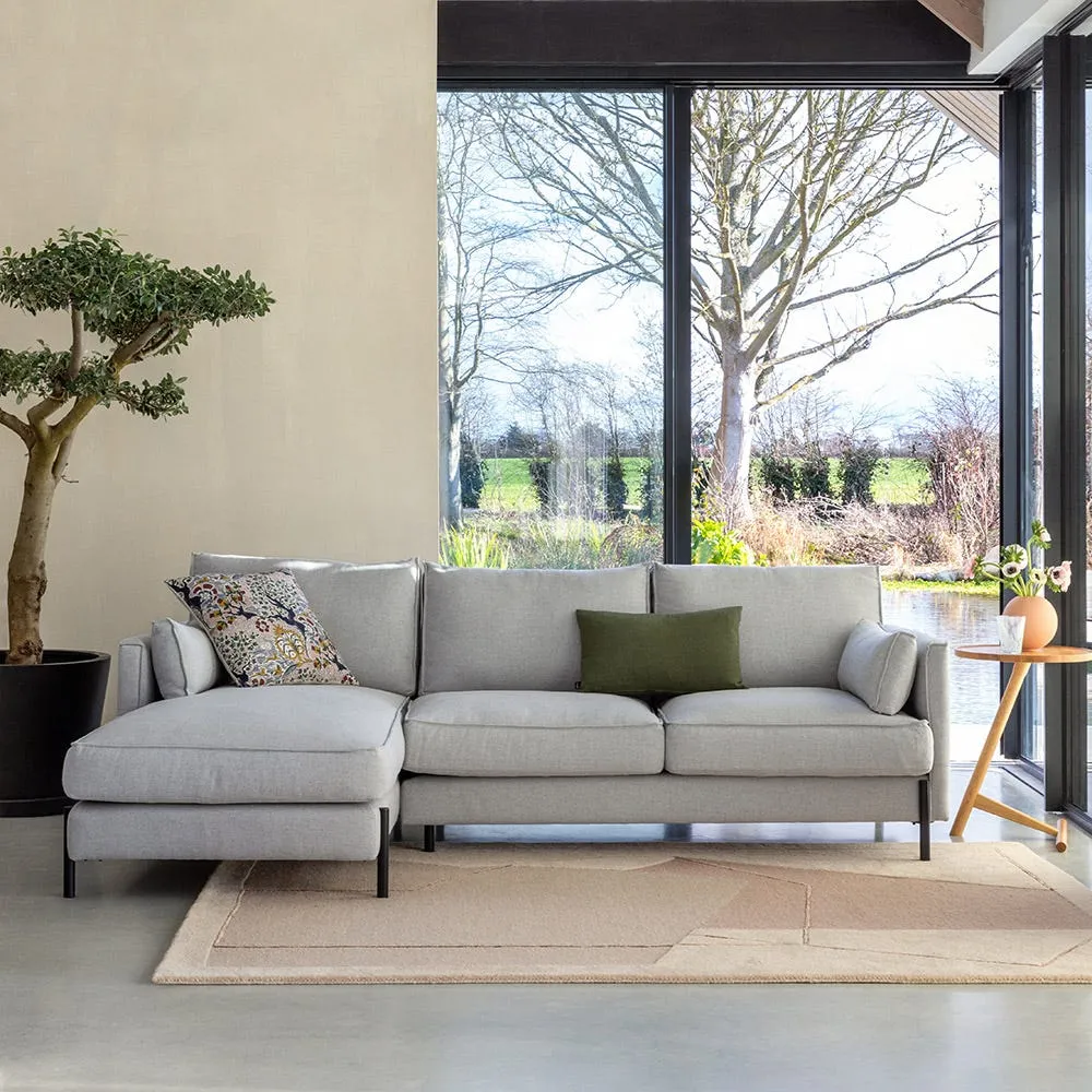 Heal's Tortona Left Hand Facing Corner Sofa Smart Luxe Velvet Peridot Black Feet 4