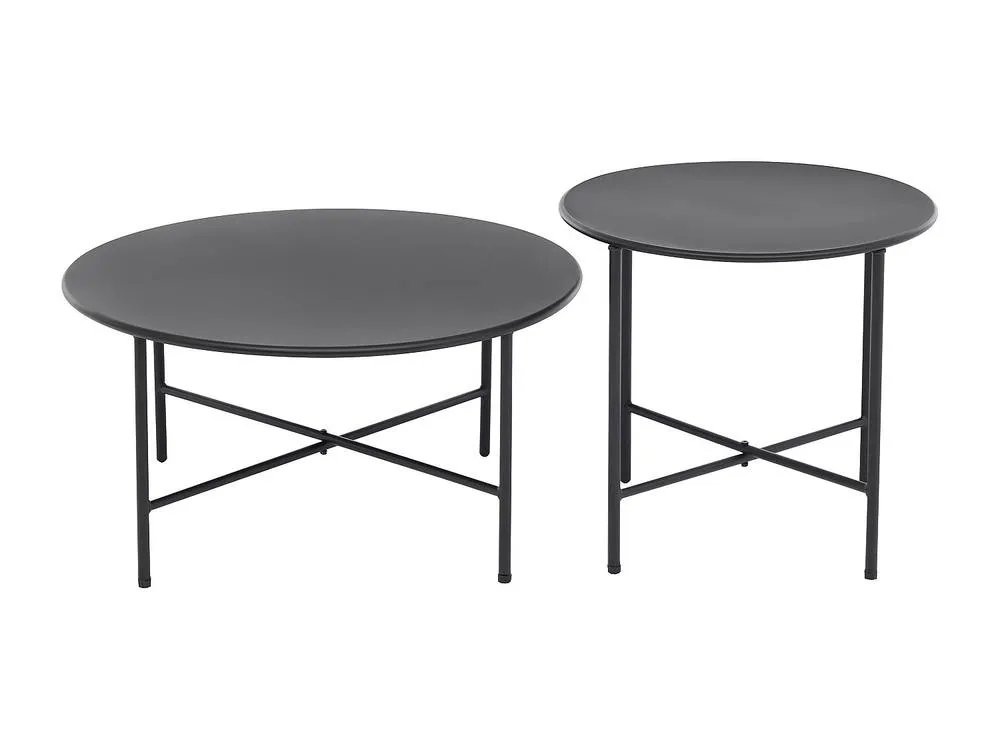 Vente-unique Set Of 2 Metal Garden Coffee Tables - Black - NIKAO By MYLIA 2