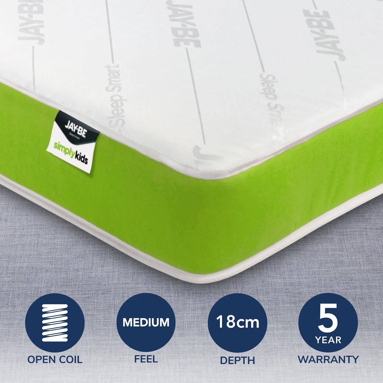 JayBe Simply Kids Medium Anti Allergy Foam Free Open Coil Mattress White