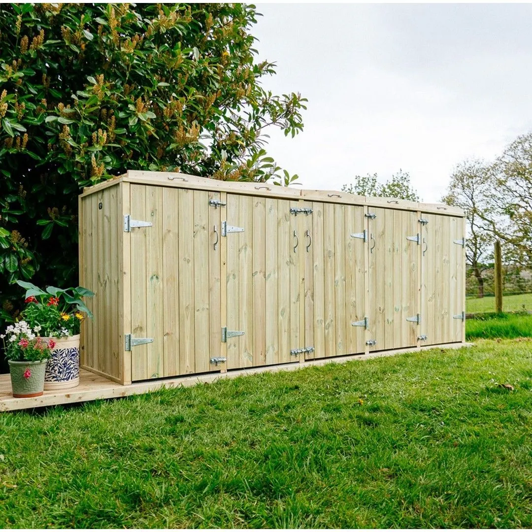 Buttercup Farm Shireburn Bin Store, Fits 4x 180L/240L Wheelie Bins & 2x Boxes in Brown 2