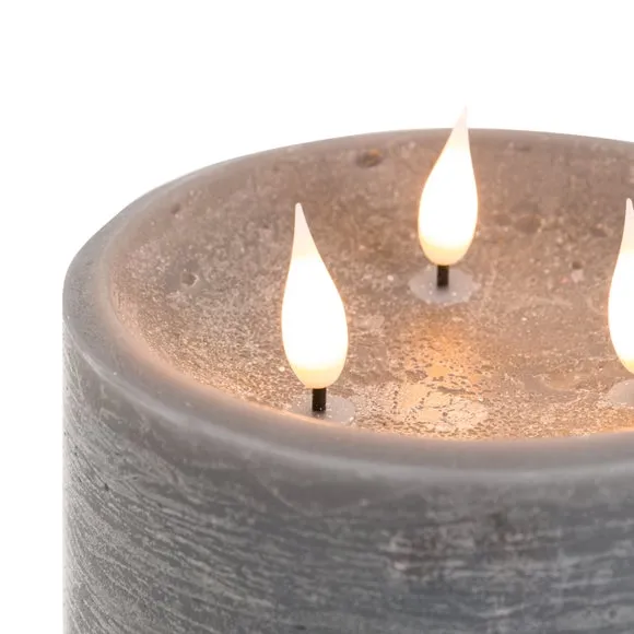 Crossland Grove LED 3 Wick Candle Grey 150X150X150mm, Grey 5