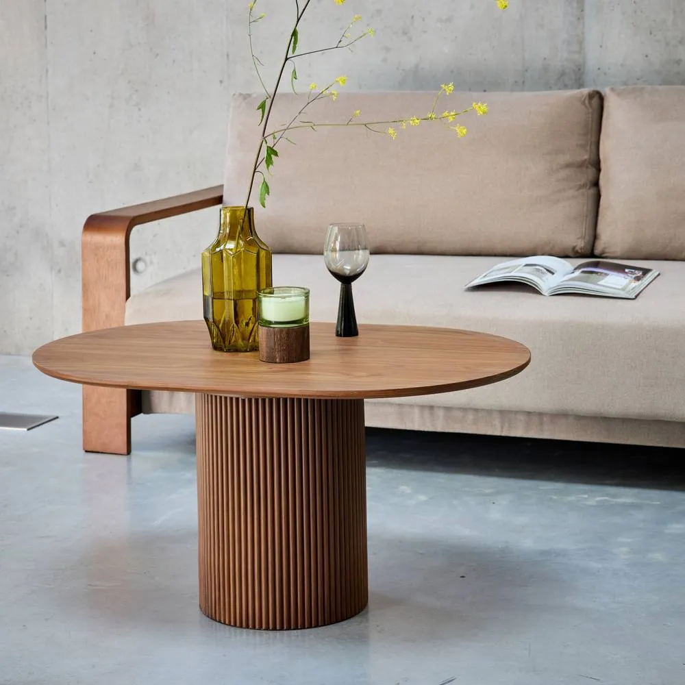 sweeek Oblong Coffee Table With Carved Wood Effect in Dark Brown 3