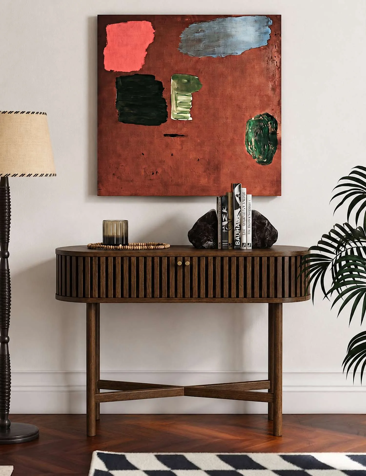 Corndell Soho Oval Storage Console Table Brown