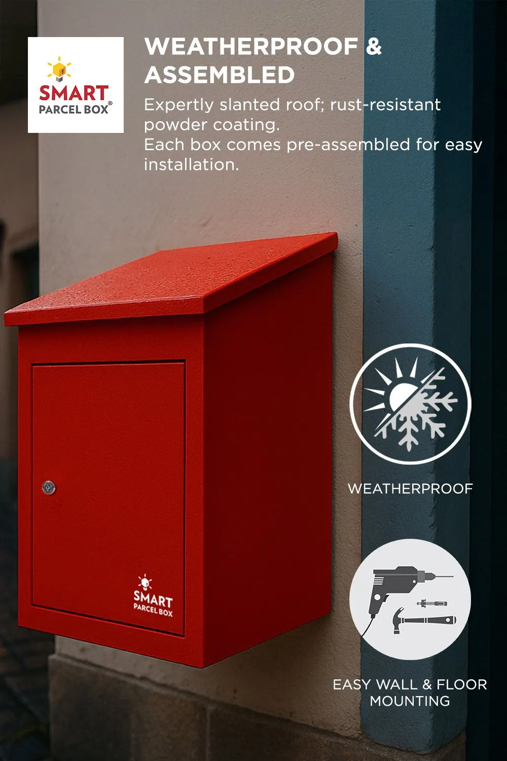 Homescapes Smart Parcel Box® Medium Front Access Secure Delivery Box in Red 4