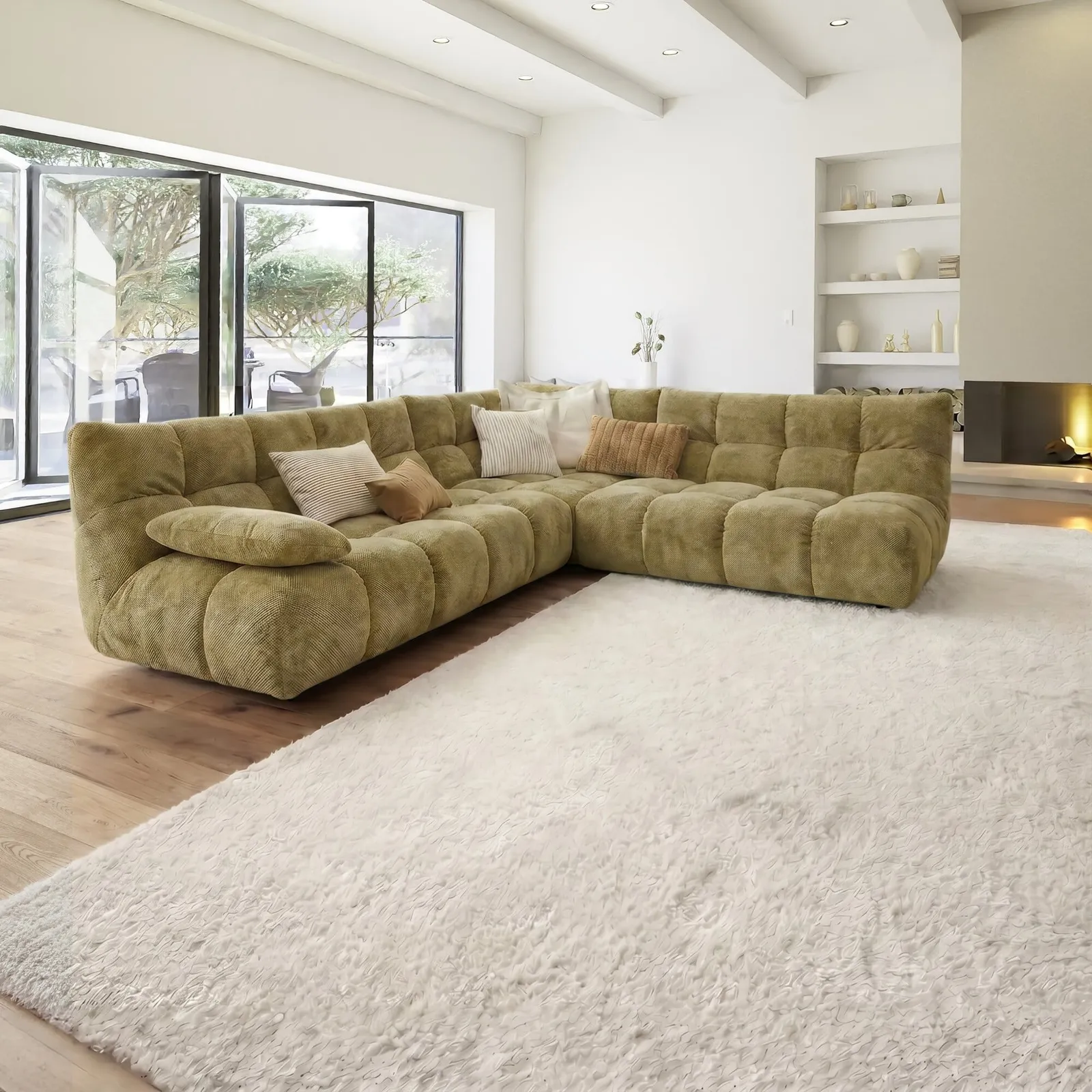 Bryce Corner Group Rhf, Green Fabric | Barker & Stonehouse 2